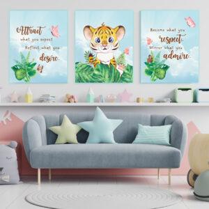 tiger cub art prints set of three