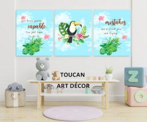 toucan art décor prints set of 3