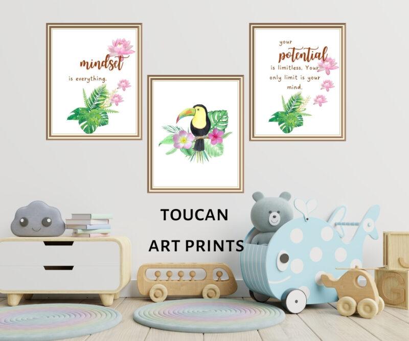 toucan art prints set of 3