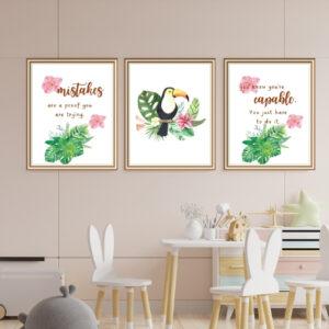 tropical toucan wall décor set