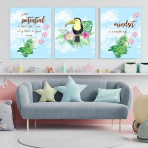 toucan wall art set of three