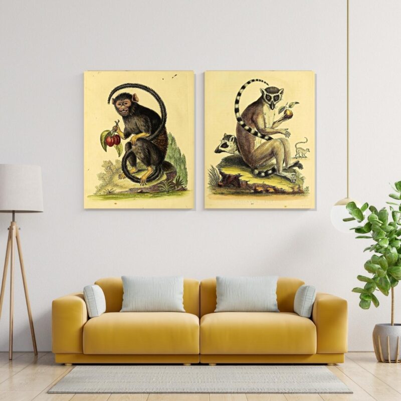 vintage wall prints set of 2