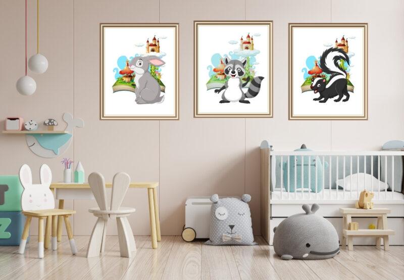 animal wall art prints set