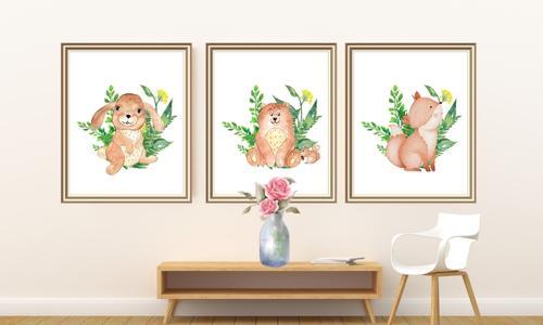 baby animal wall art set