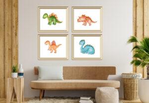 baby dinosaur wall art set