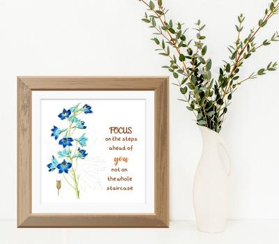 blue flower wall décor nursery