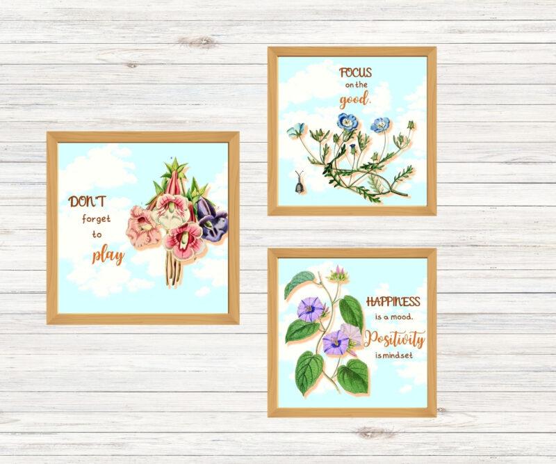 botanical décor art set of 3