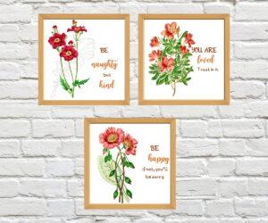 botanical wall prints set of 3