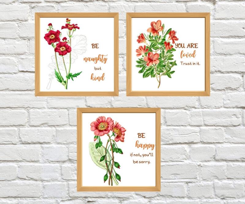 botanical wall prints set of 3