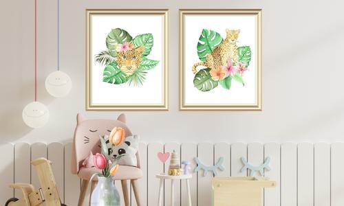chilling tiger wall art set of 2