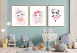 colorful animal wall art set