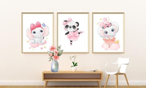 colorful animal wall art set of 3