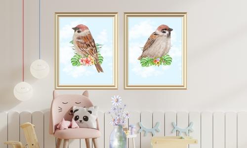 cute birds wall art set of 2