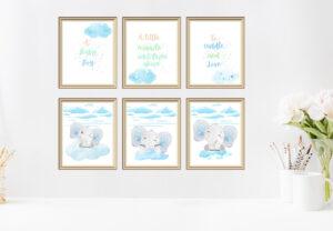 cute elephant wall art set