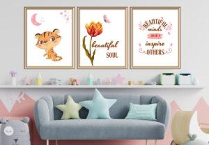 cute tiger wall art set