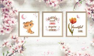 cute tiger wall art set of 3