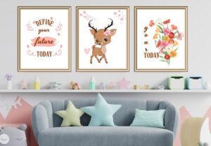 deer nursery wall art set