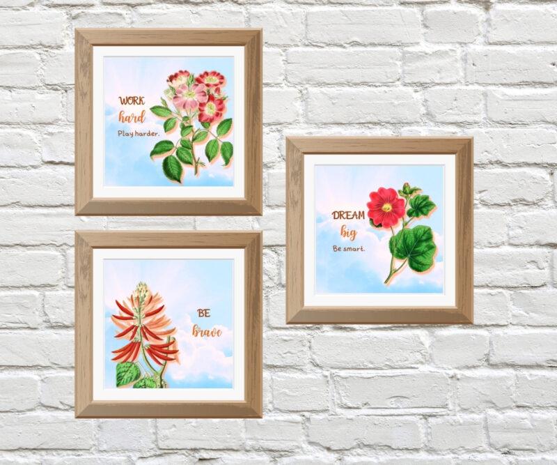 elegant floral wall art set of 3