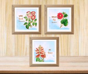 elegant floral wall art set of three