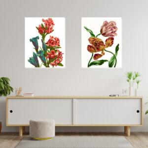 elegant flower wall art set of 2