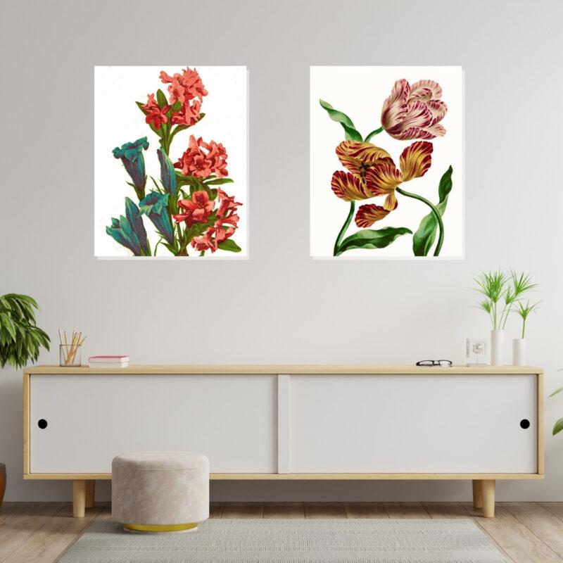 elegant flower wall art set of 2