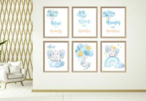 elephant nursery wall art set