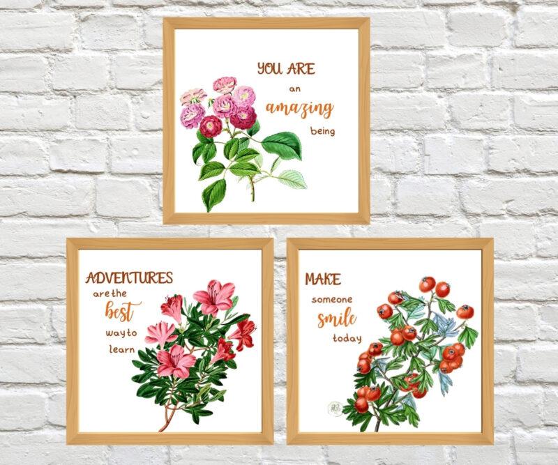 floral wall art set of 3