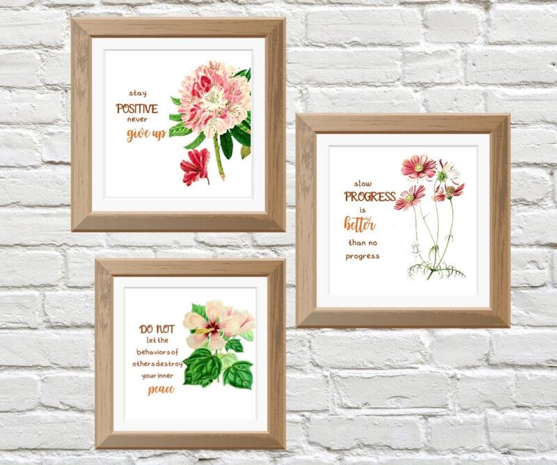 floral wall décor art set