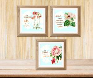 floral wall décor with quotes