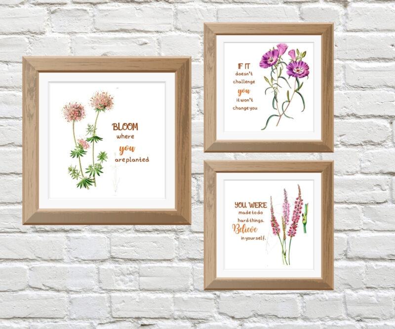 flower wall art design living room set