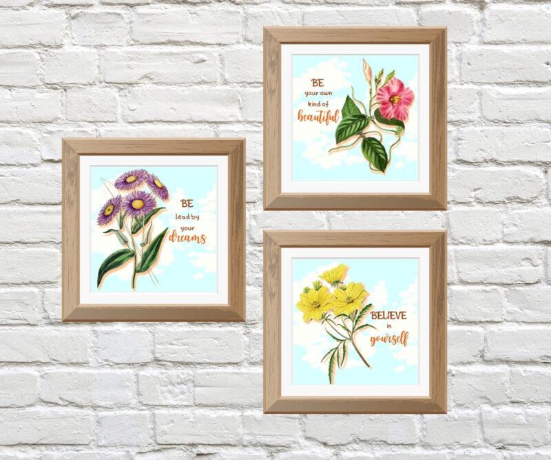 flower wall art set