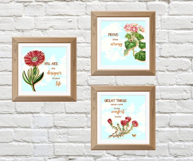 flower wall art set of 3