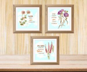 flower wall décor for bedroom of 3