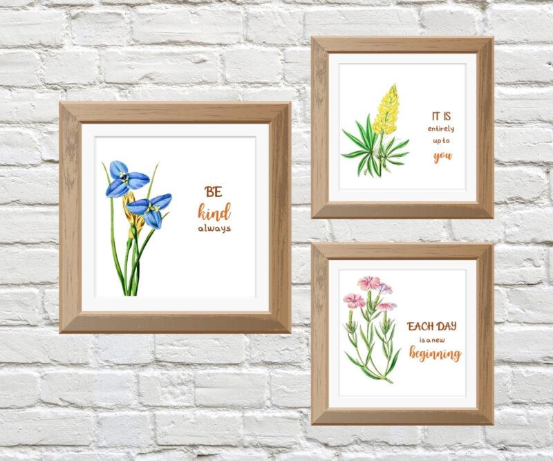 flower wall décor for cottage set