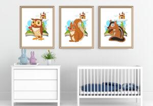 forest friends wall art of 3