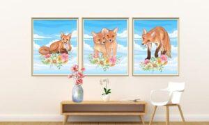 fox wall décor prints set of 3