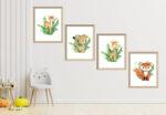 framed animal wall art set of 4