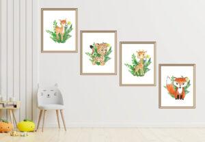 framed animal wall art set of 4