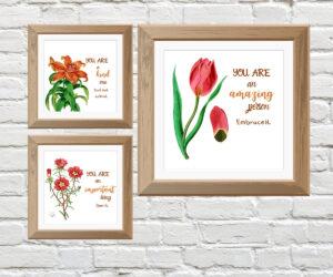 framed floral wall art set of 3