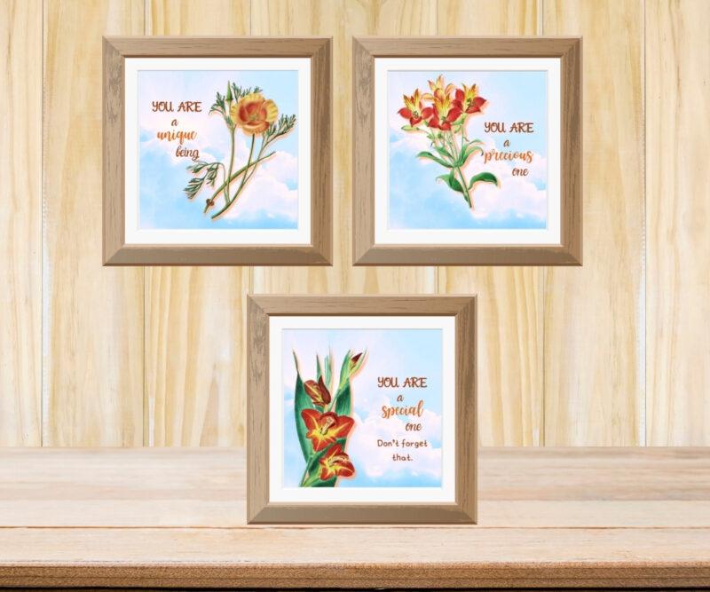 framed floral wall décor