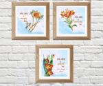 framed floral wall décor set of 3