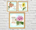 framed flower wall art set of 3