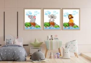 friendly animals wall art set