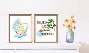 giraffe and baby wall art