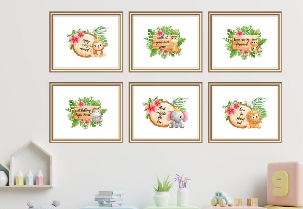 inspirational animal art décor set