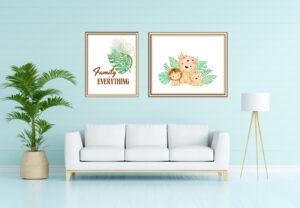 lion art prints set