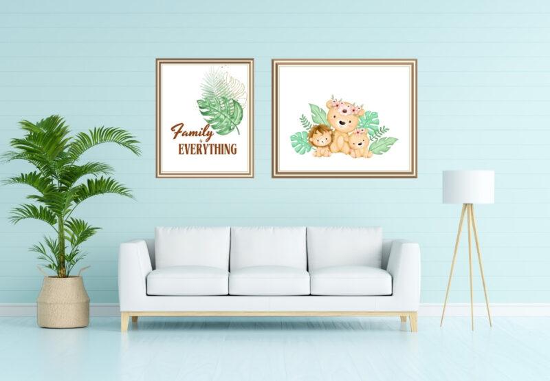 lion art prints set