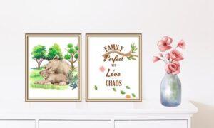 lioness and cub prints set of 2