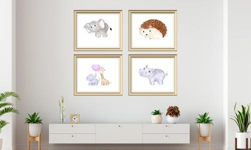 minimalist animal art set of 4