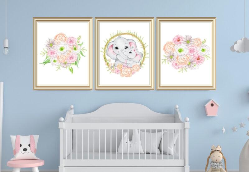 mom baby elephant art set